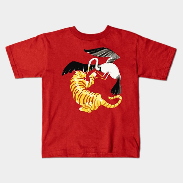 Tiger & Crane Kids T-Shirt by krls